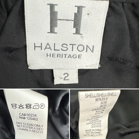 Halston Heritage metallic silk romantic ruffle poets blouse black size 2 - Picture 5 of 6